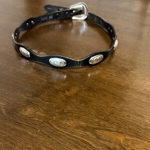 Black Leather Belt with Silver Accents